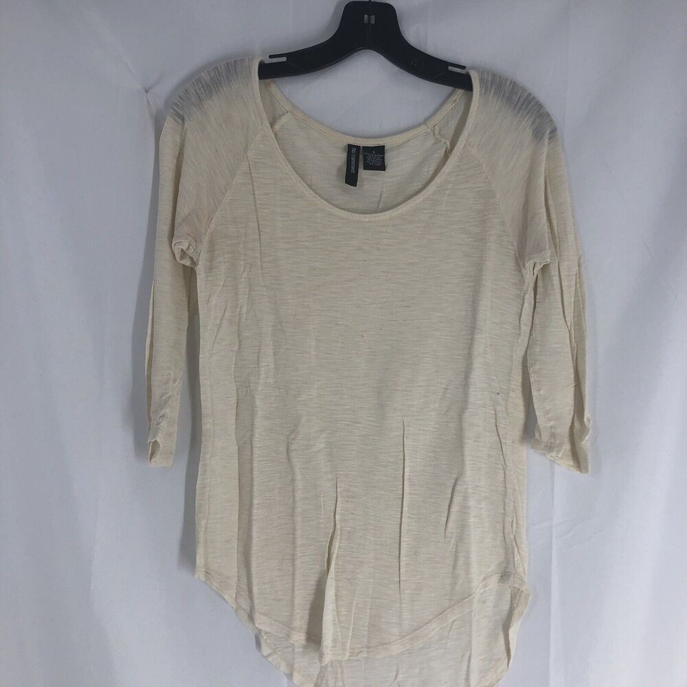 NO COMMENT-cream T-SHIRT 3/4 Sleeve Size Small